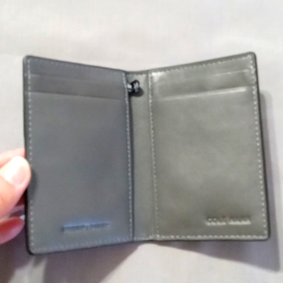 NEW COLE HAAN Black Grey  Wallet Mens Leather  Credit Card Holder Gray - Picture 5 of 8